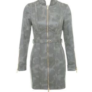 House of CB “JERAN” grey faux suede coat dress